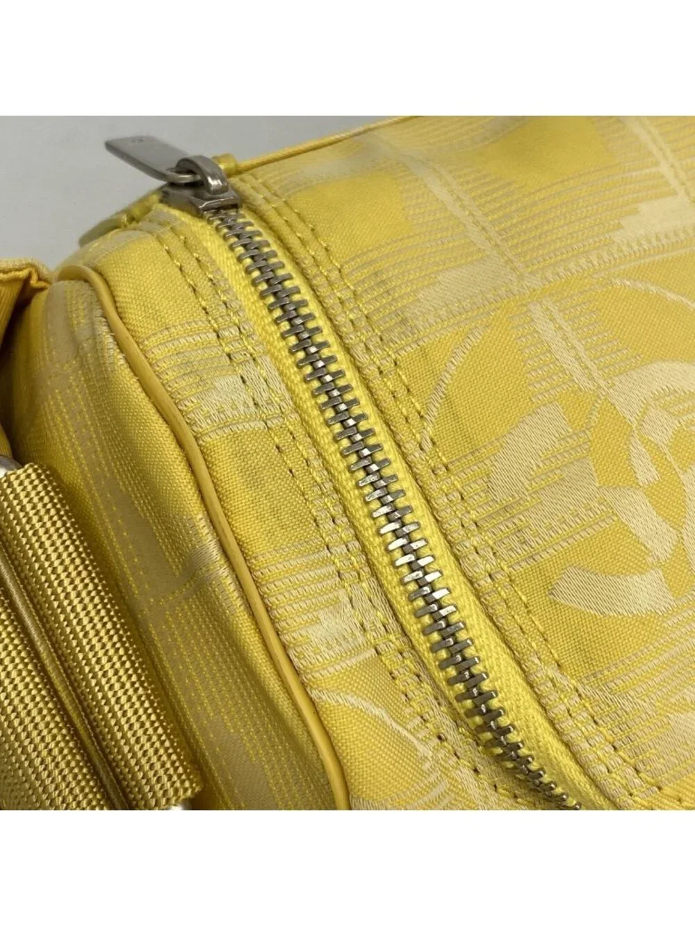 Chanel Shoulder Bag New Travel Nylon Yellow Silver